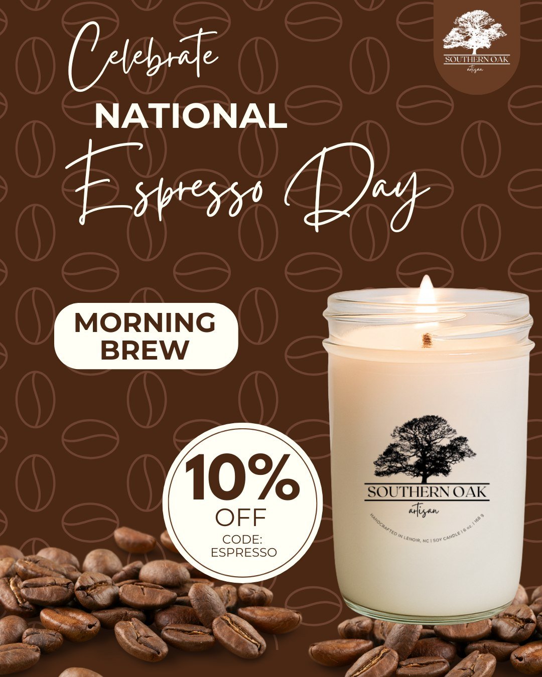 Alexa, play Sabrina Carpenter. ☕For the ones who treat their morning coffee like a personality trait, this candle gets it.☕Morning Brew is our small-batch coffee scent that fills your space softly, not loudly.Take 10% off with code espresso in our shop!#nationalespressoday #espresso #sabrinacarpenter #coffeecandle