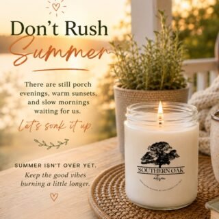 Why does everyone act like summer is over the second August arrives? ☀️We're not ready to trade golden sunsets for pumpkins just yet.There are still porch evenings, weekend adventures, slow mornings with coffee, and all those little moments that make summer feel...well, like summer.So we're soaking up every last bit of it.Light your favorite candle, stay outside a little longer, and don't rush the season.What's one thing you still want to do before summer ends? 🌿