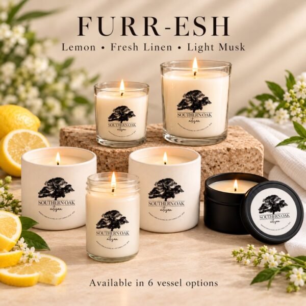 Furr-esh Odor Eliminating Candle | Hand Poured | 100% Natural Soy Candle