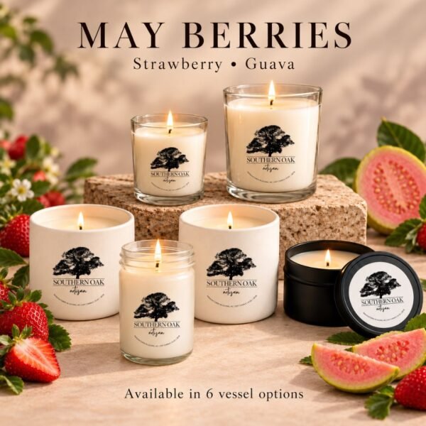 May Berries | Strawberry Candle Hand Poured | 100% Natural Soy Candle